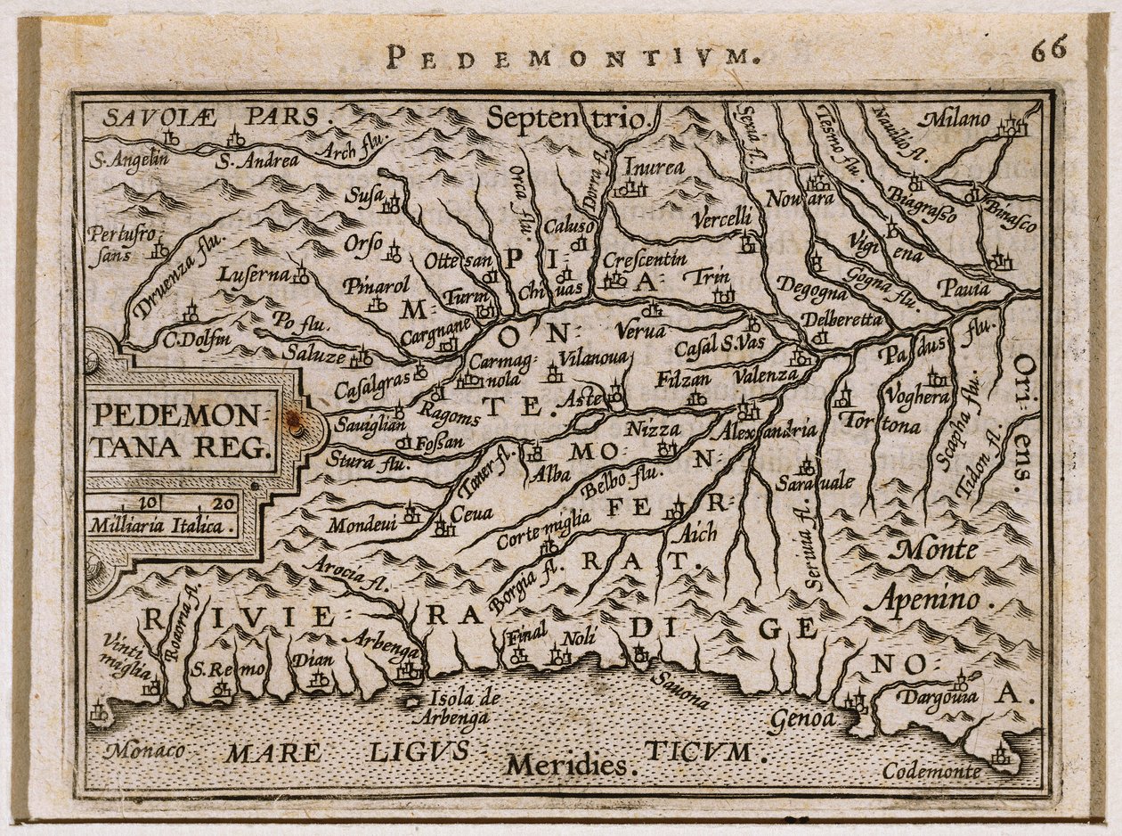 Régions du Piémont et de la Ligurie occidentale. De Theatrum Orbis Terrarum par Abraham Ortelius - Abraham Ortelius