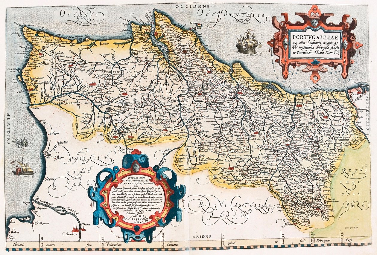 Carte géographique du territoire du Portugal de « Theatrum Orbis Terrarum » par Abraham Ortelius (Oertel, Ortell ou Ortel) - Abraham Ortelius