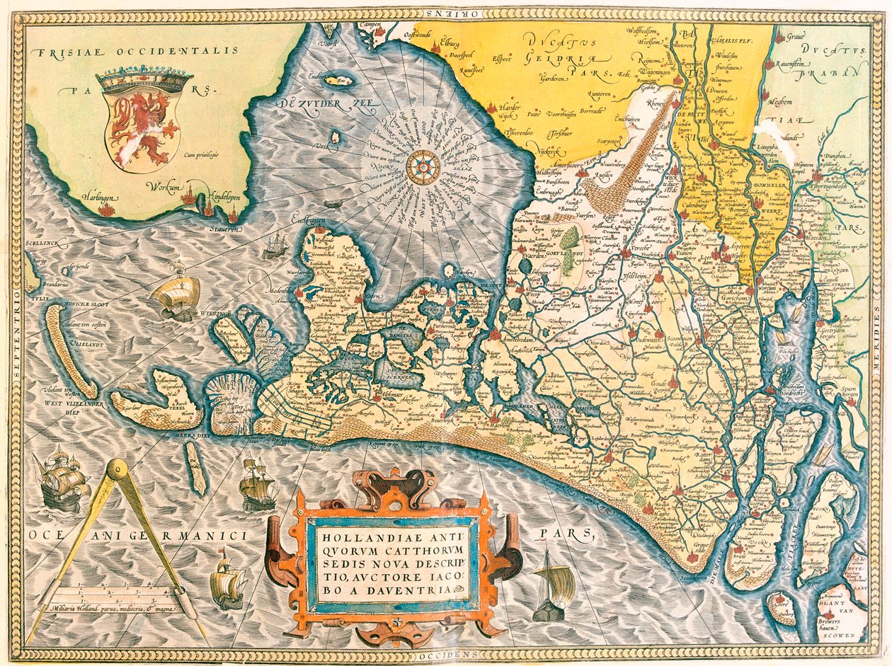 Province : Frise, Hollande-Septentrionale, Hollande-Méridionale, Brabant-Septentrional, Limbourg, Utrecht, Gueldre, Flevoland, Pays-Bas - Abraham Ortelius