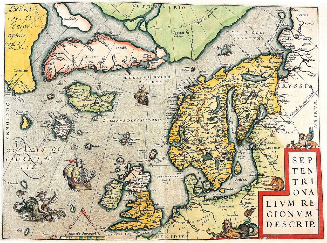 Septentrionalium Regionum Descrip. Carte géographique de la Scandinavie et de l