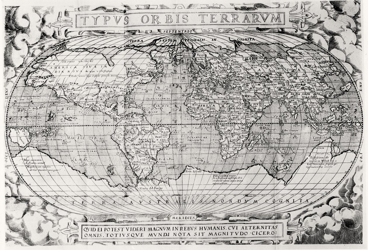Typus Orbis Terrarum, carte du monde, 1577 - Abraham Ortelius