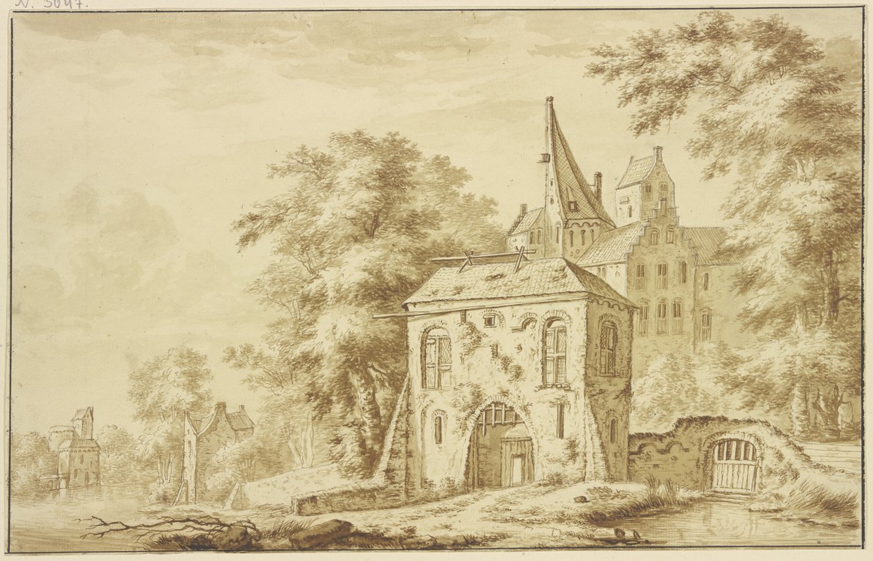 Porte de ville avec herse - Abraham Rademaker