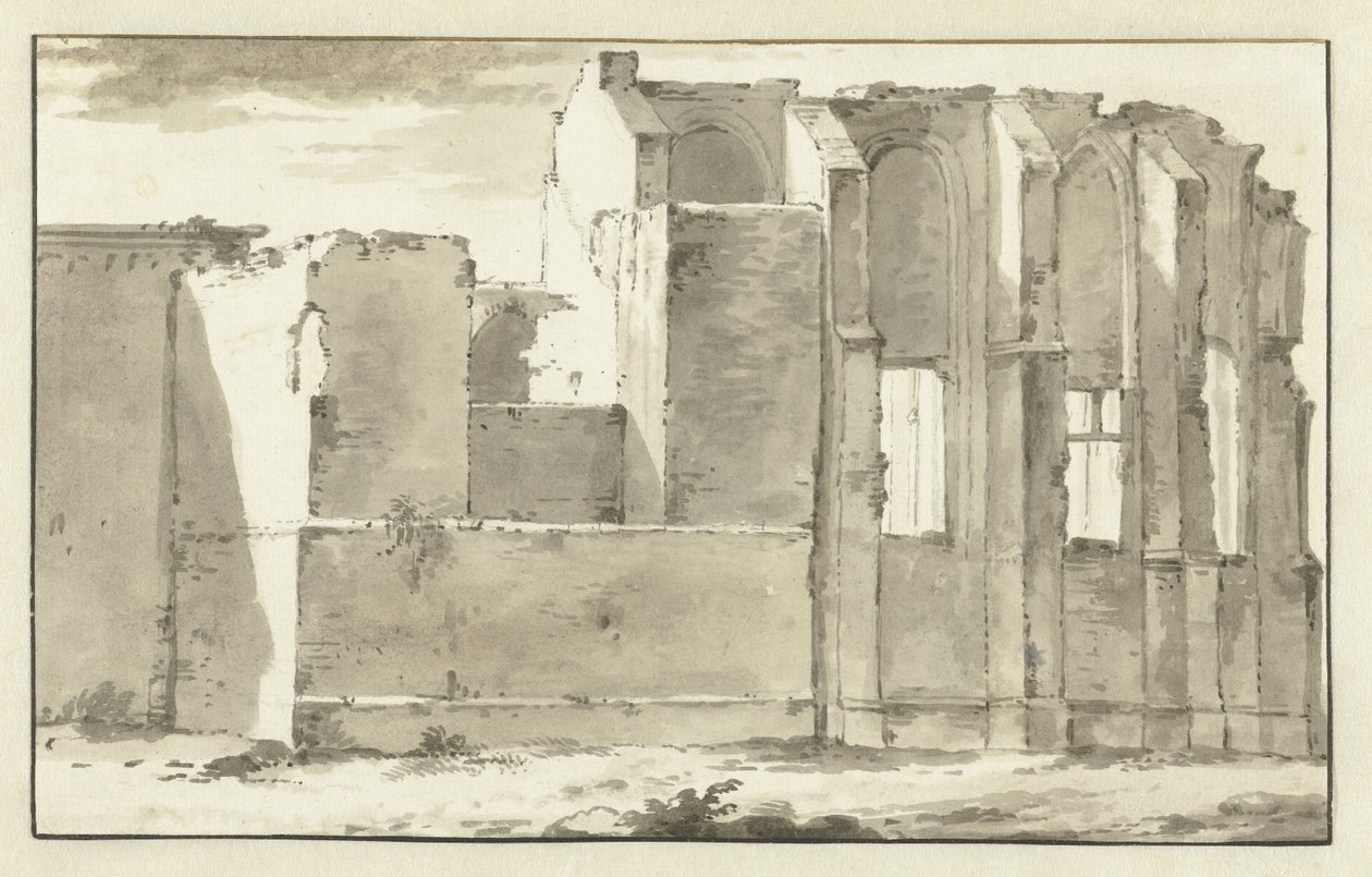 Vue des ruines du chœur de la Grande Église à Zandvoort - Abraham Rademaker