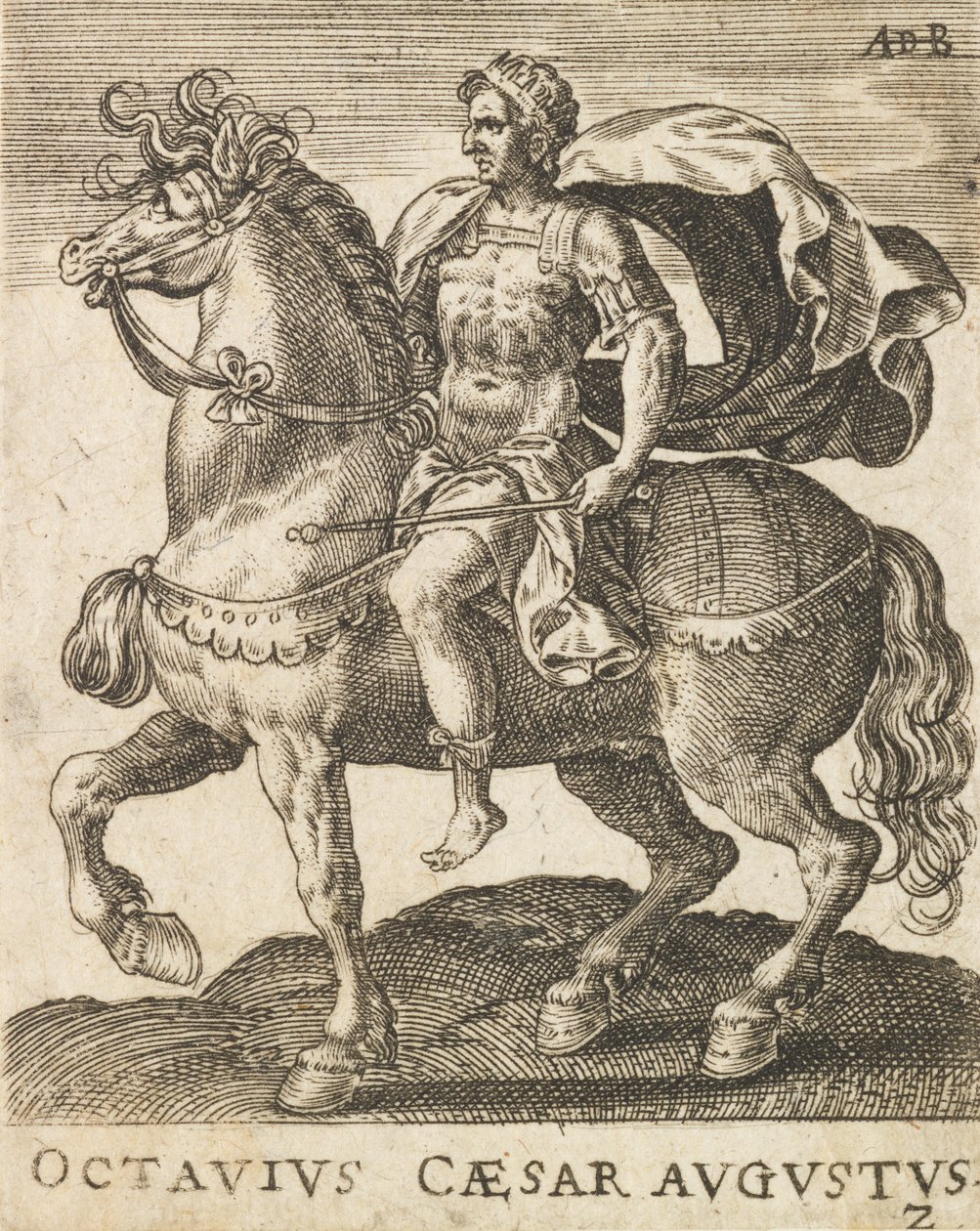 Octavius Caesar Augustus des Douze Césars à cheval - Abraham de Bruyn