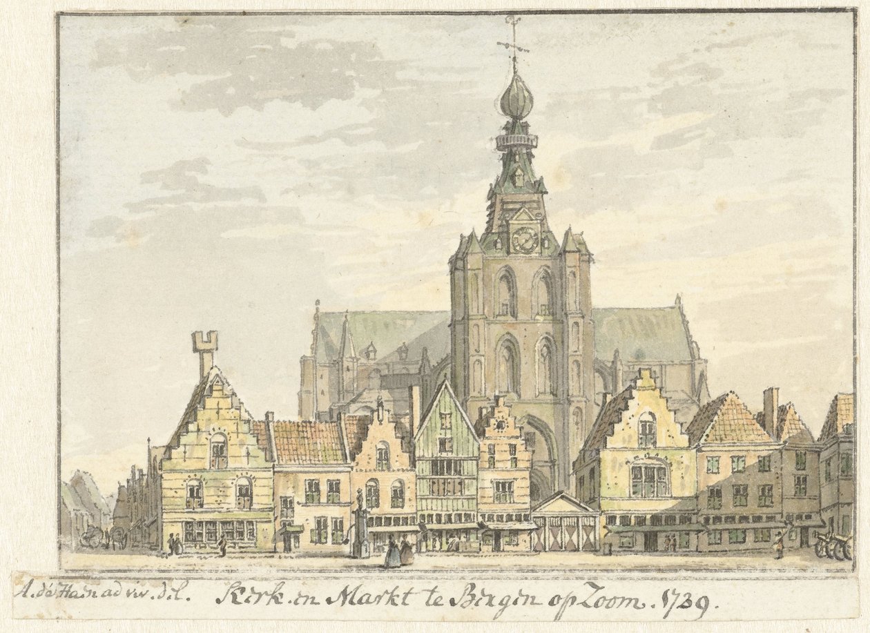 Église et marché à Bergen op Zoom - Abraham de Haen (II)