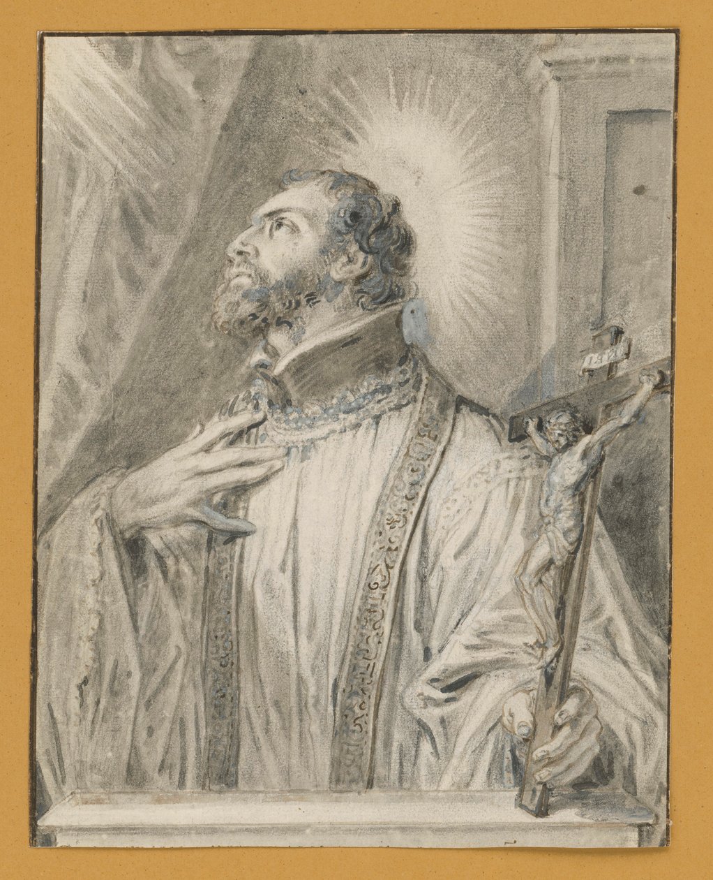 Buste d’un saint tenant un crucifix dans la main gauche - Abraham van Diepenbeeck
