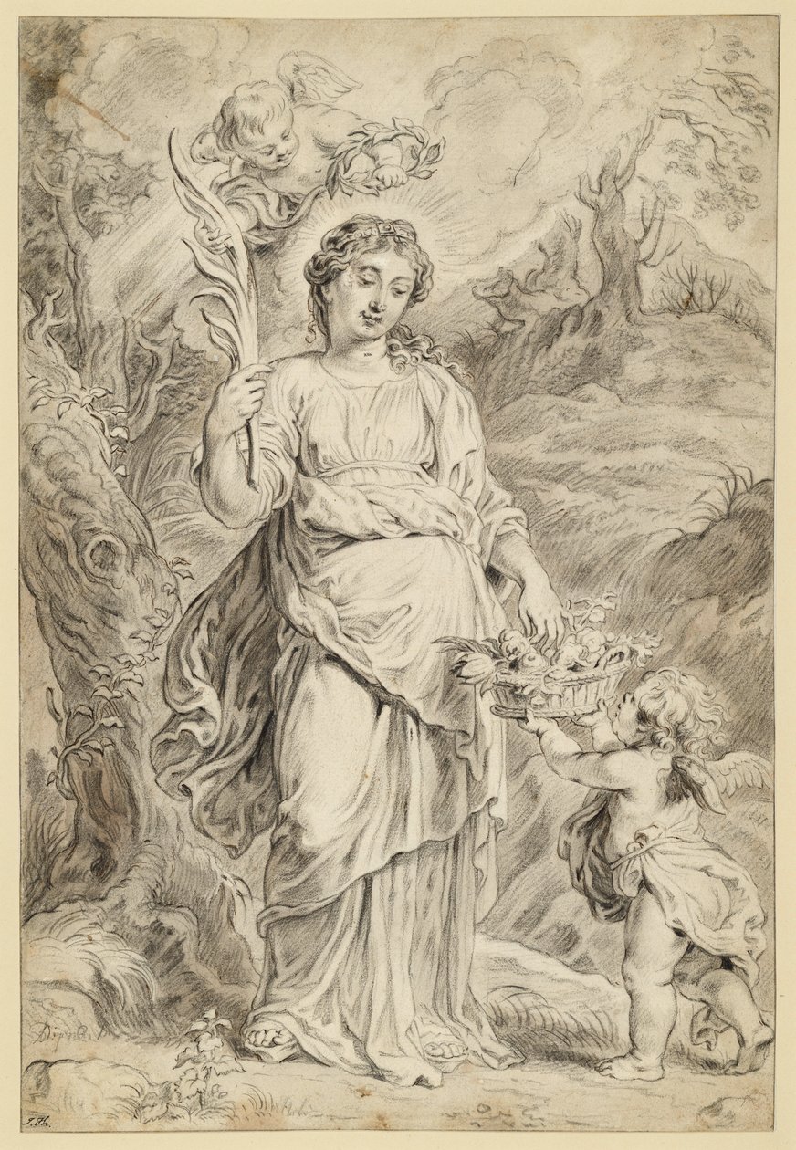 Sainte Dorothée, tenant une palme dans sa main droite - Abraham van Diepenbeeck