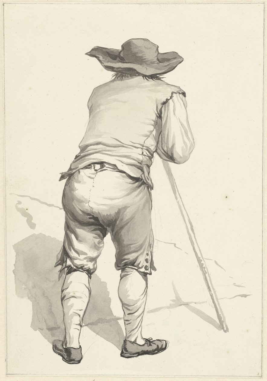 Homme penché sur un bâton, vu de dos - Abraham van Strij (I)