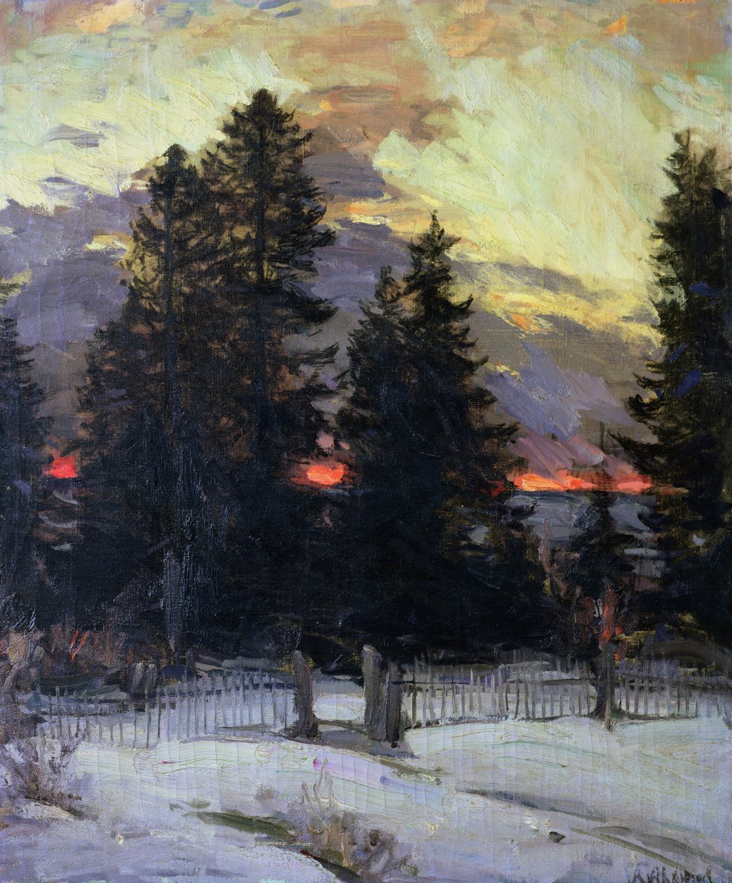 Coucher de soleil sur un paysage d