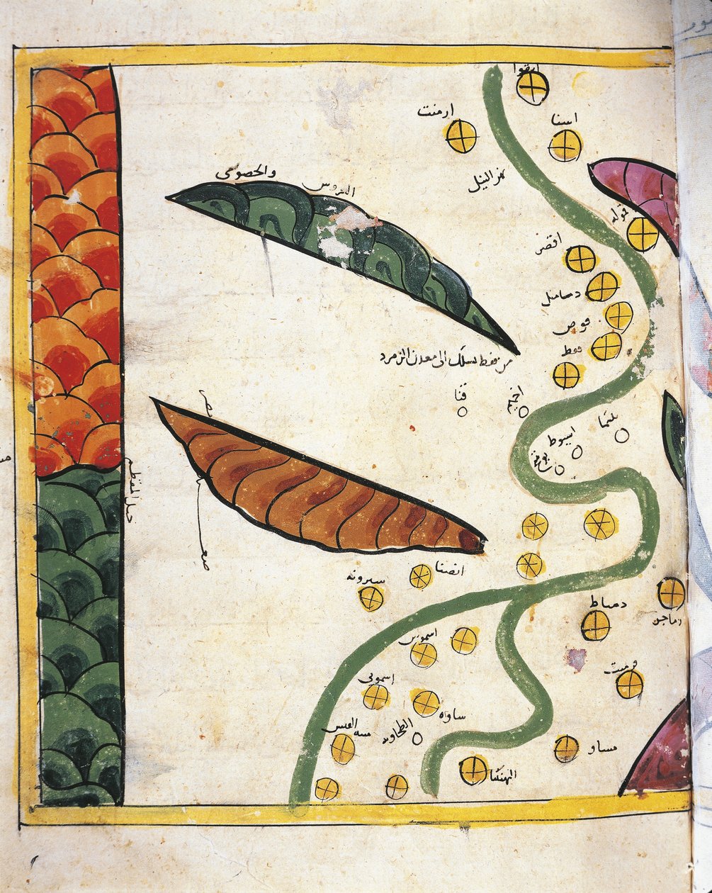 Carte du delta du Nil et de deux oasis - Abu Muhammad Al Idrisi or Edrisi