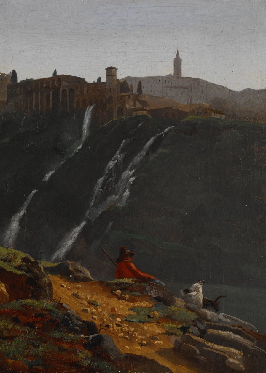 Berger devant les chutes de Tivoli - Achille Etna Michallon