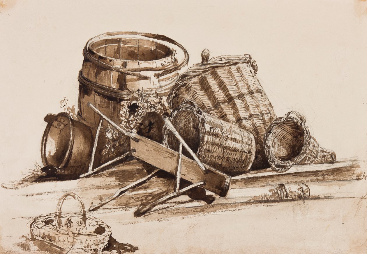 Paniers, barils et banc, avec ajouts par le prince Alfonso Maria di Borbone, 1853 - Achille Vianelli