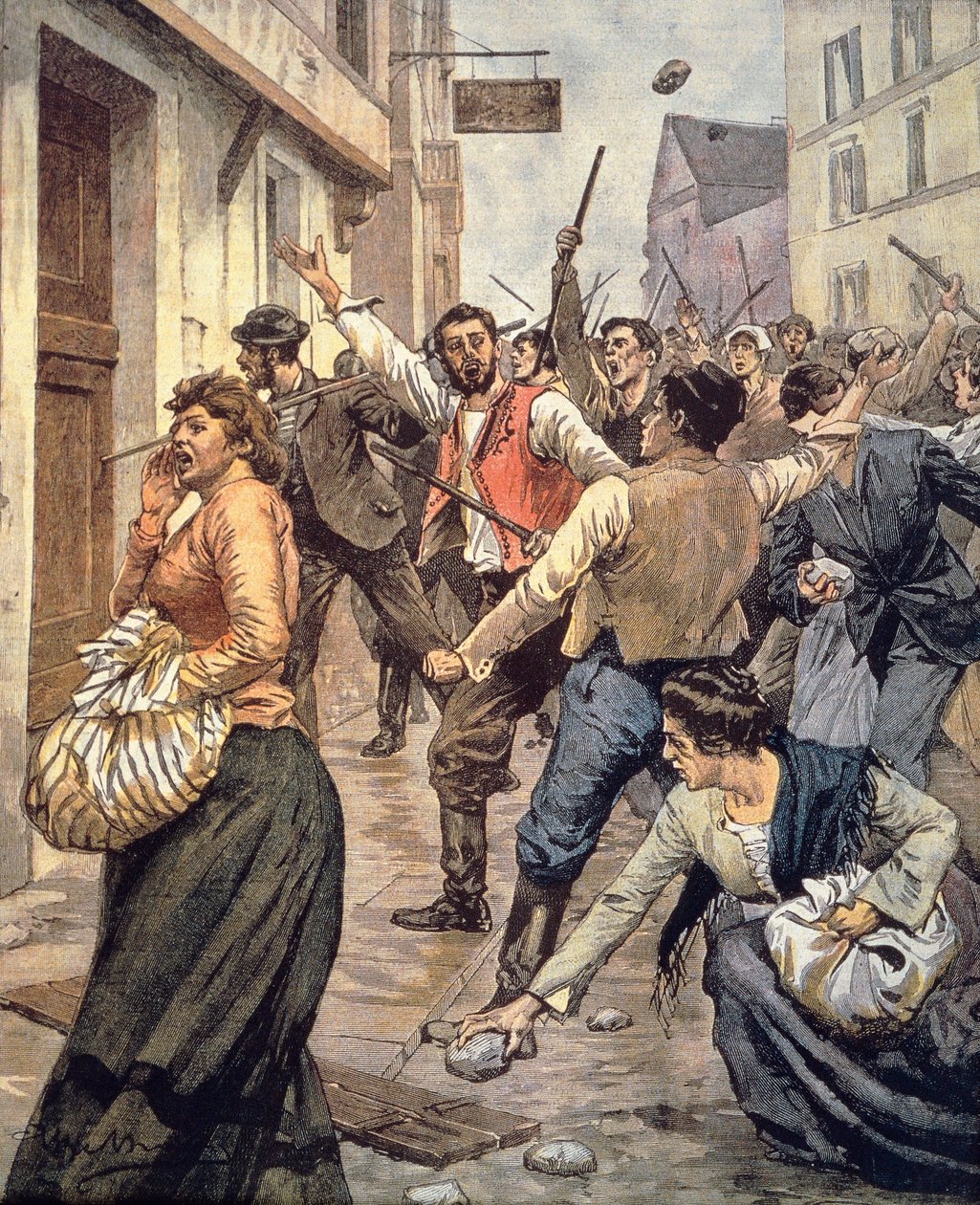 Émeutes antisémites en Moravie, Achille Beltrame, de La domenica del Corriere, 12 novembre - Achille Beltrame