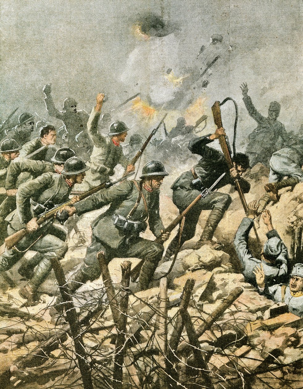 Assaut sur le mont Ortigara, par Achille Beltrame, illustration de La Domenica del Corriere - Achille Beltrame