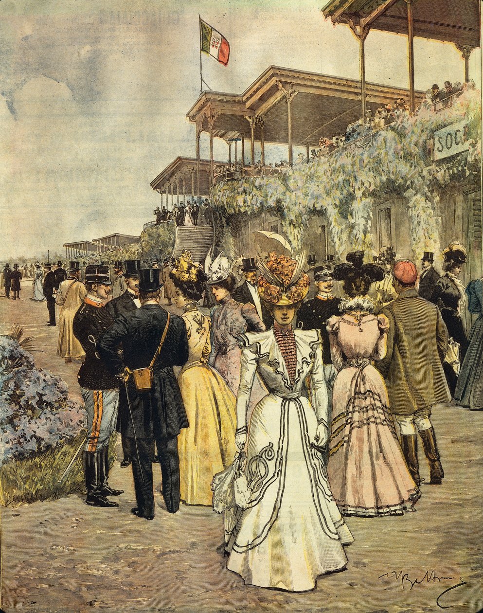 Aux courses de chevaux à San Siro (Milan) - Achille Beltrame