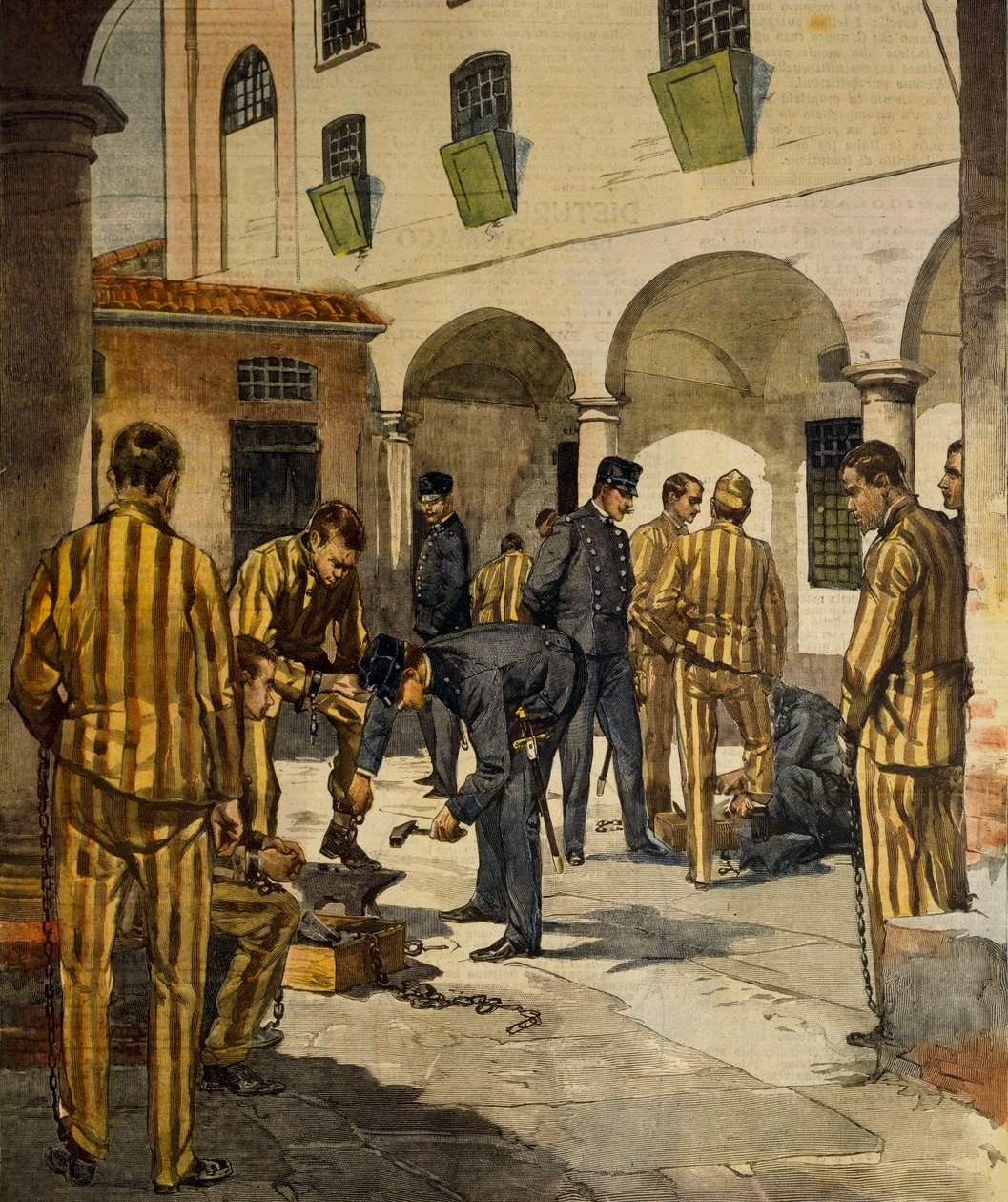 Réformes civiles : abolition des chaînes dans les prisons italiennes, par Achille Beltrame, de La Domenica del Corriere, 3 octobre 1902 - Achille Beltrame