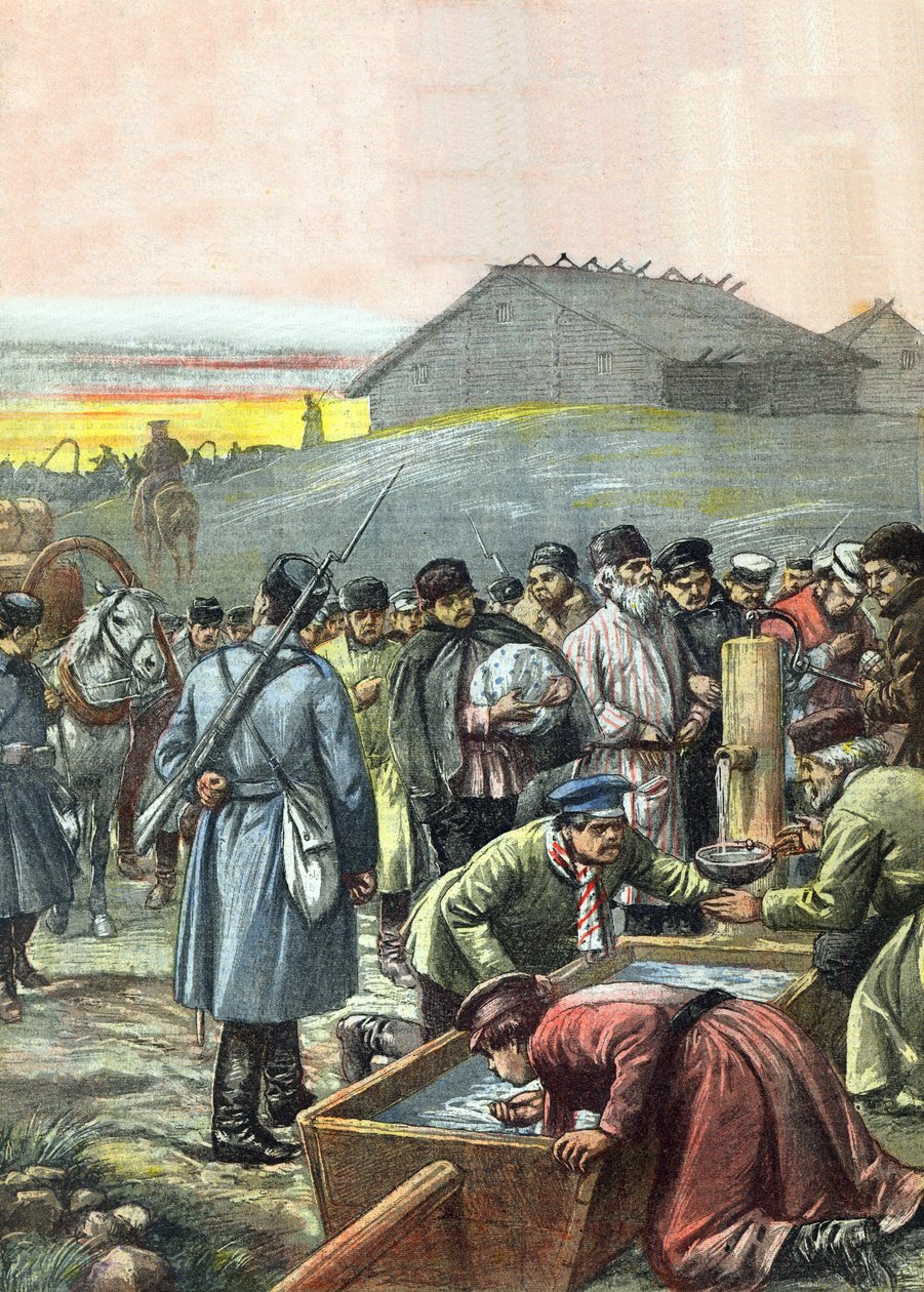 Convoi de prisonniers politiques russes déportés en transit vers l
