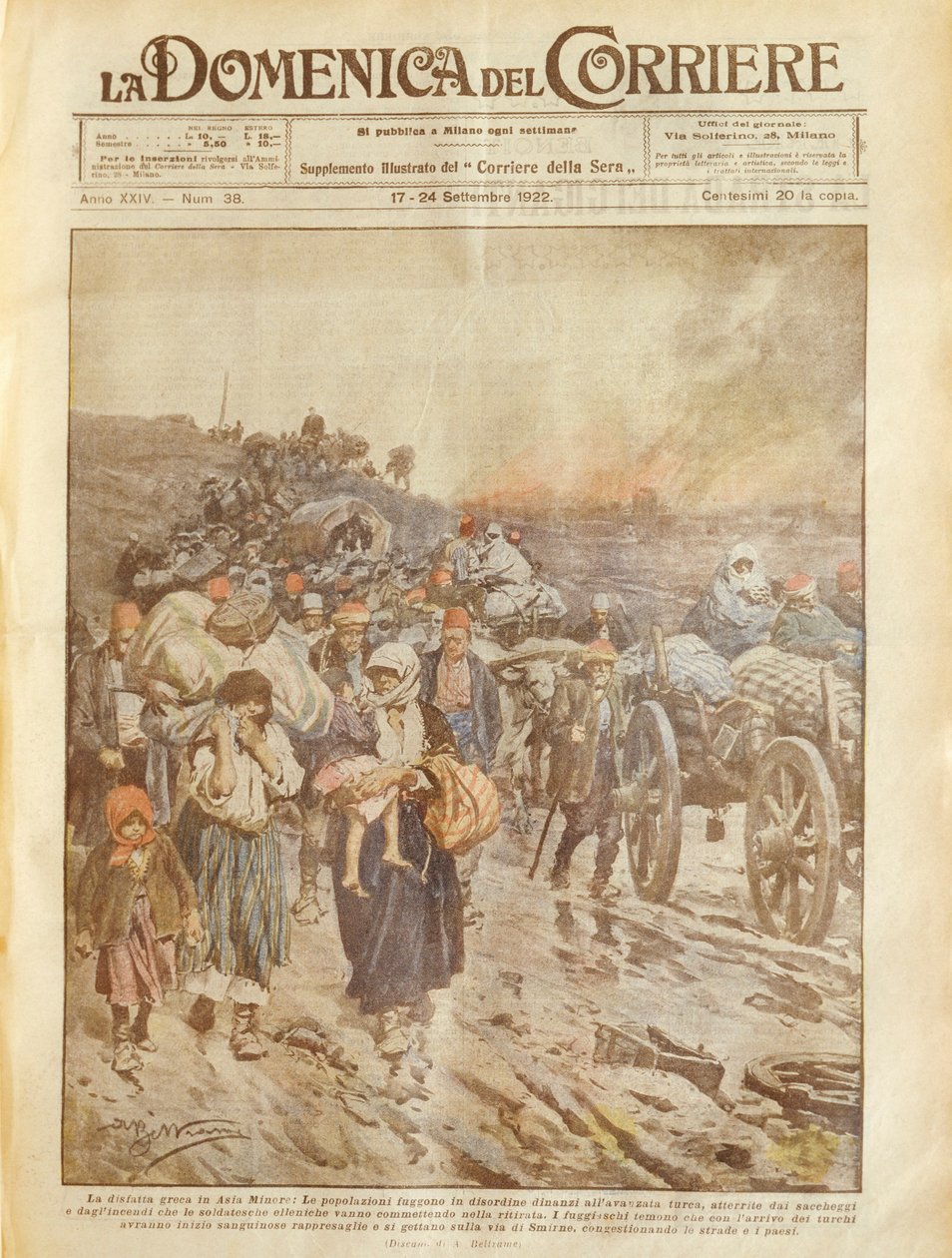 Illustration de la défaite grecque en Asie Mineure - Achille Beltrame