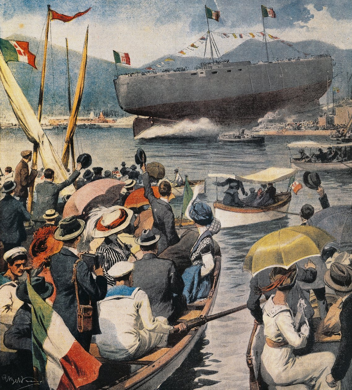 Lancement du cuirassé Andrea Doria de l