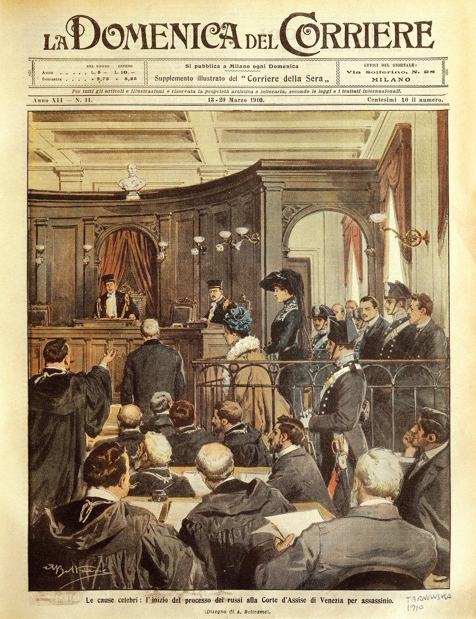 Maria Tarnowska en procès à Venise, illustration d