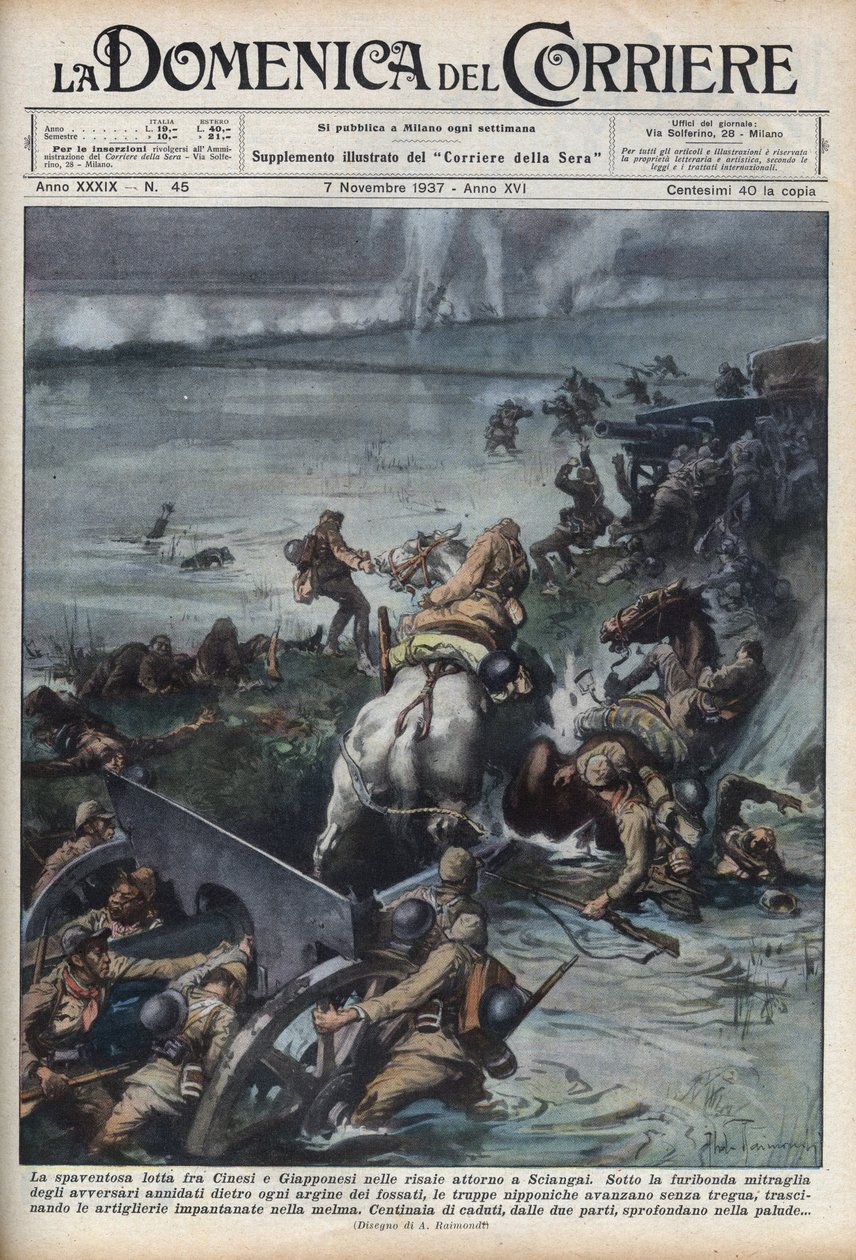Seconde guerre sino-japonaise (1937-1945) : affrontements dans les rizières près de Shanghai. Illustration d