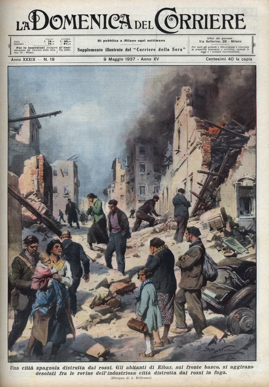 Guerre civile espagnole : vue des ruines de la ville d