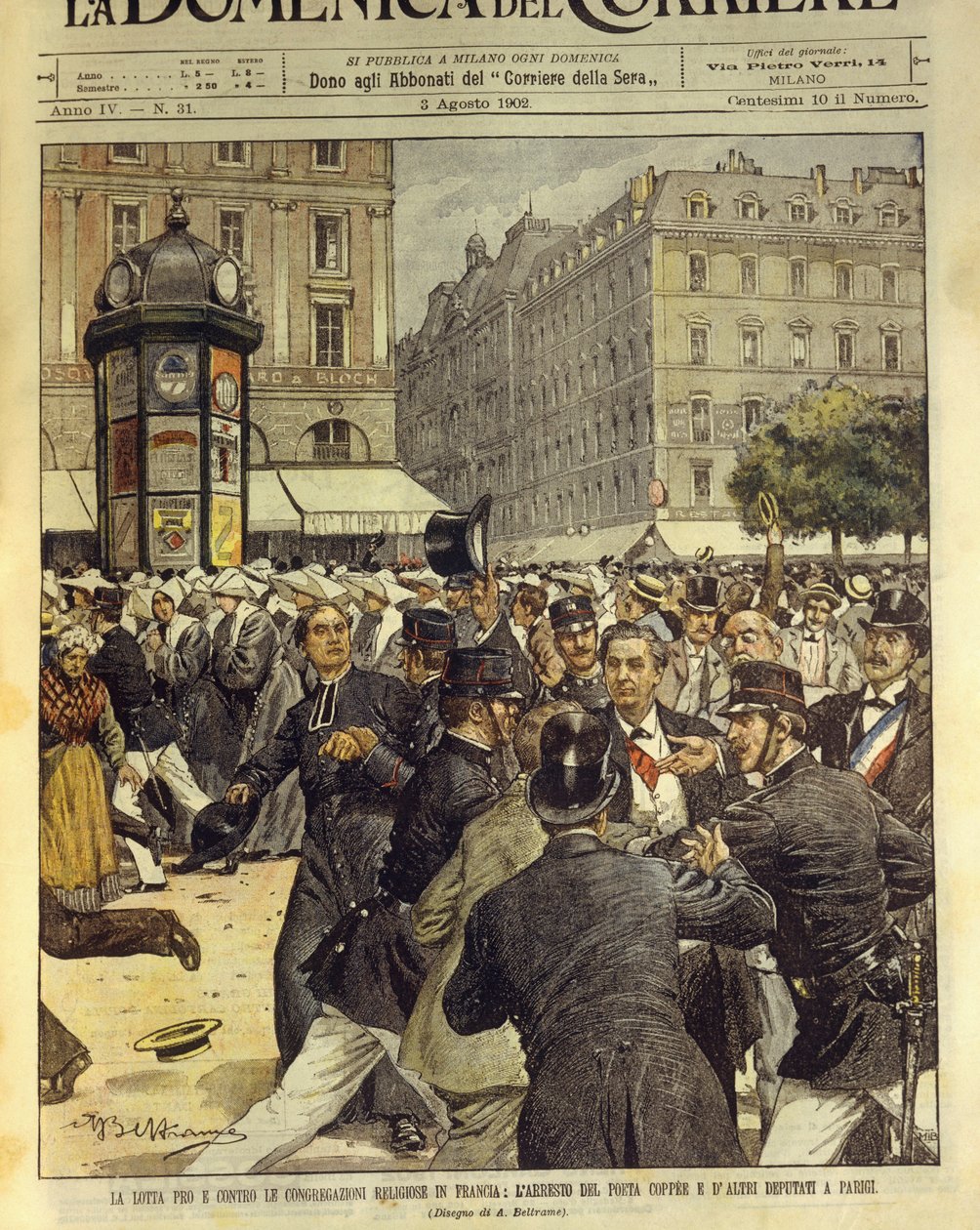 Lutte pour et contre les congrégations religieuses en France, 3 août - Achille Beltrame