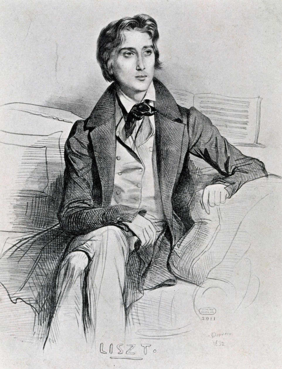Portrait du compositeur et pianiste hongrois Franz Liszt - Achille Devéria