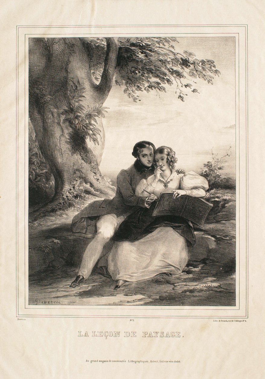 The landscape lesson (La leçon de paysage) - Achille Devéria