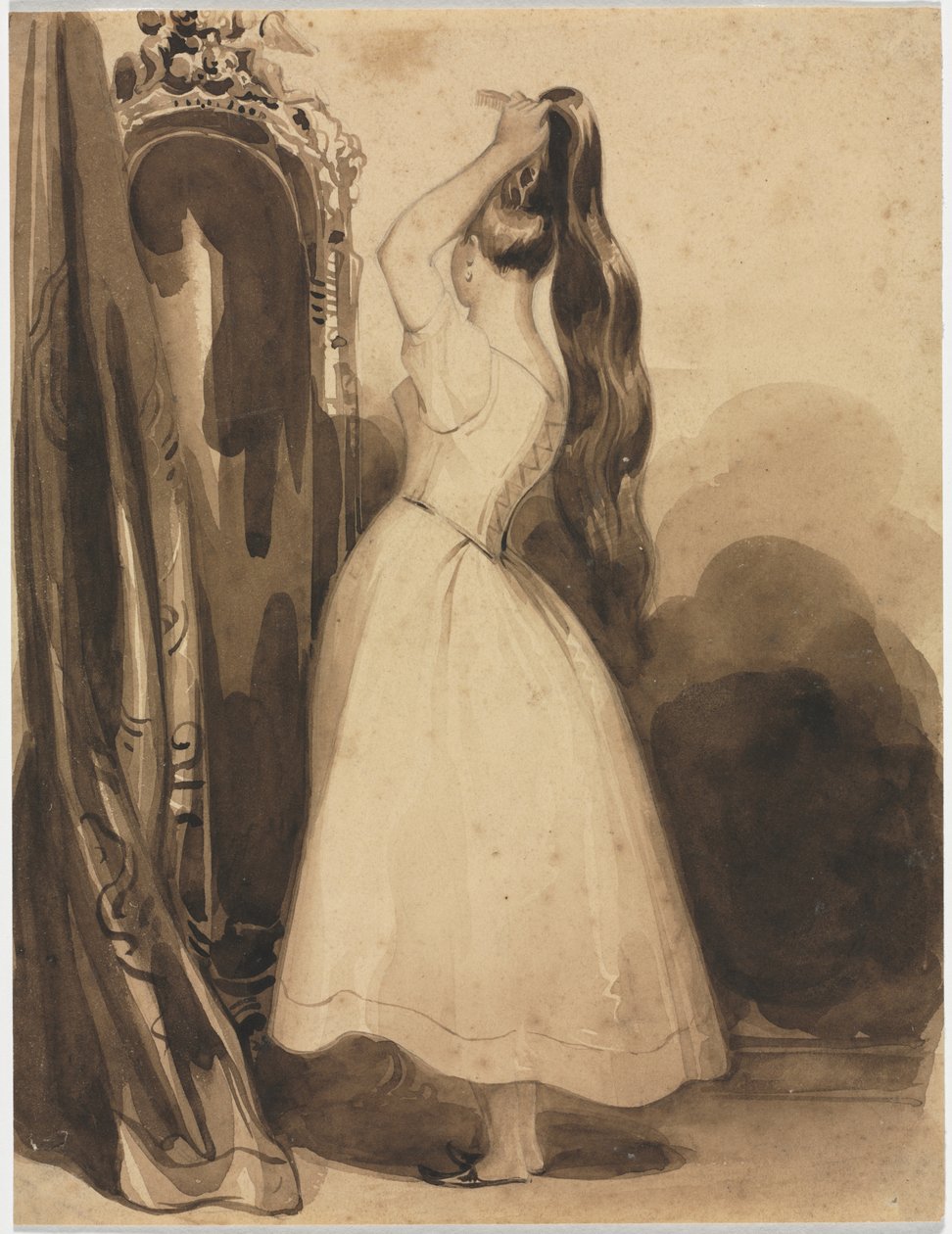 Jeune femme se peignant les cheveux - Achille Devéria