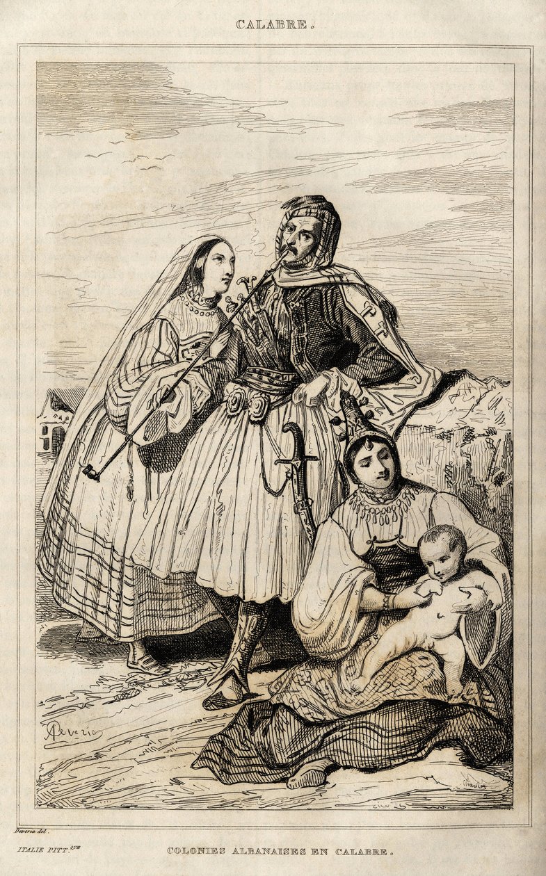 Une colonie albanaise en Calabre, gravure par Dévéria, dans L