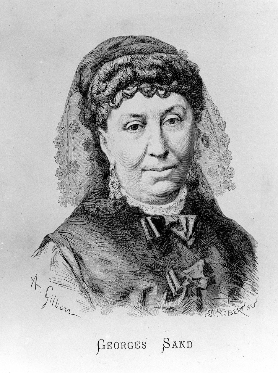 Portrait de George Sand (Aurore Dupin, Baronne Dudevant) (1804-1876) par A. Gilbern - Achille Isidore Gilbert