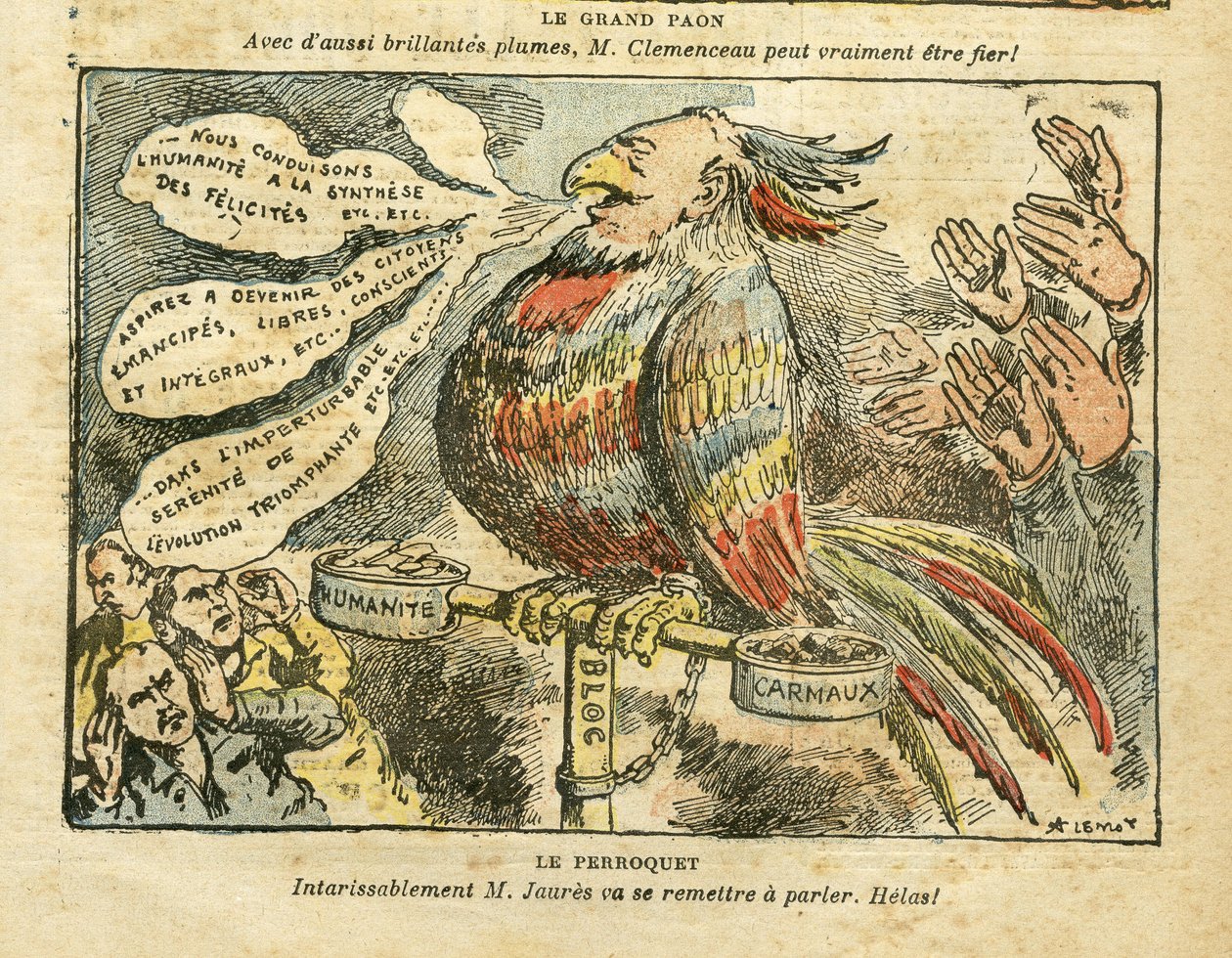 Le grand paon - Grève, Socialisme, Carmaux, Humanité - Jaurès Jean, Perroquet - Achille Lemot