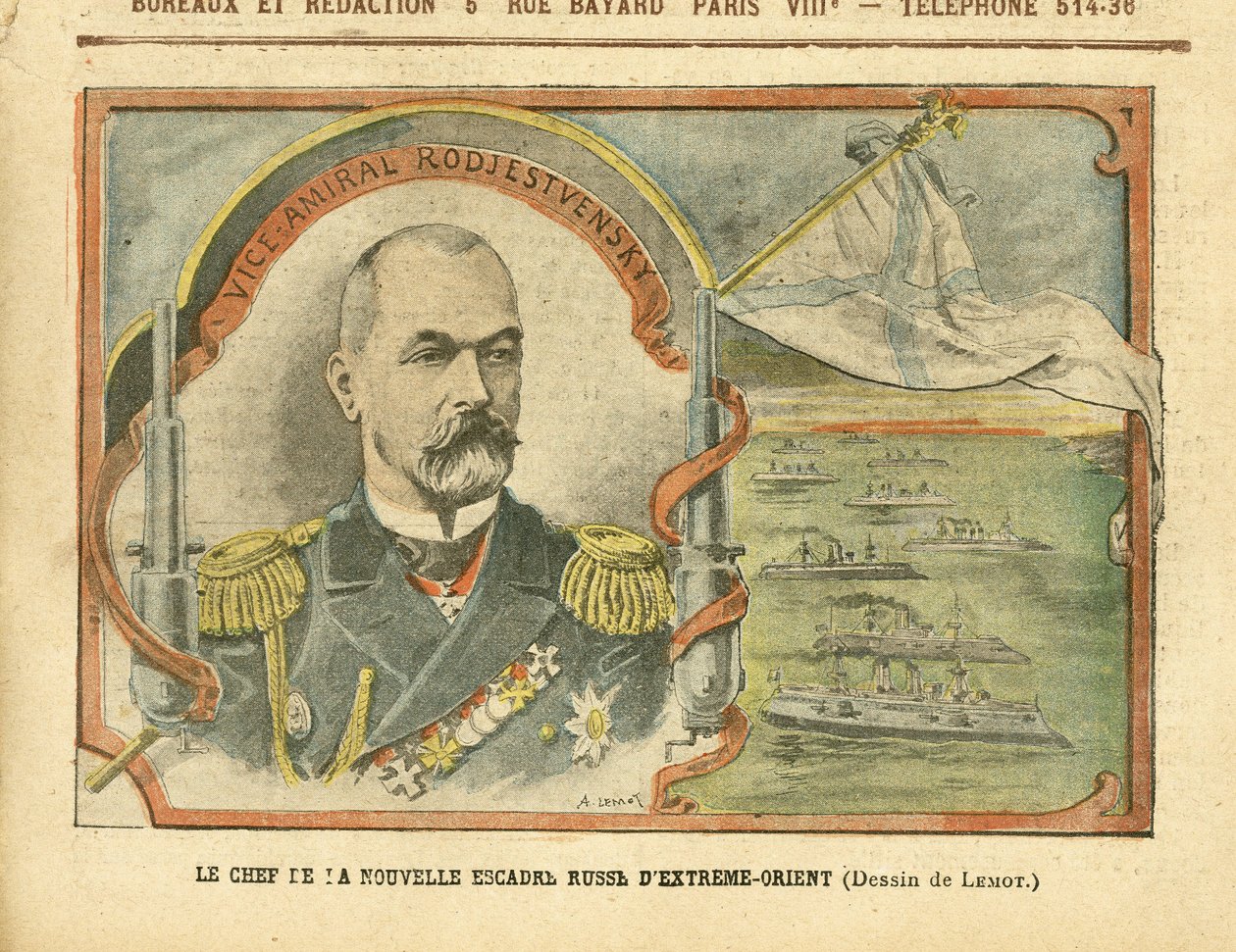 Illustration de Achille Lemot (1846-1909) dans Le Pèlerin, 30/04/05 - Le chef de la nouvelle escadre russe d