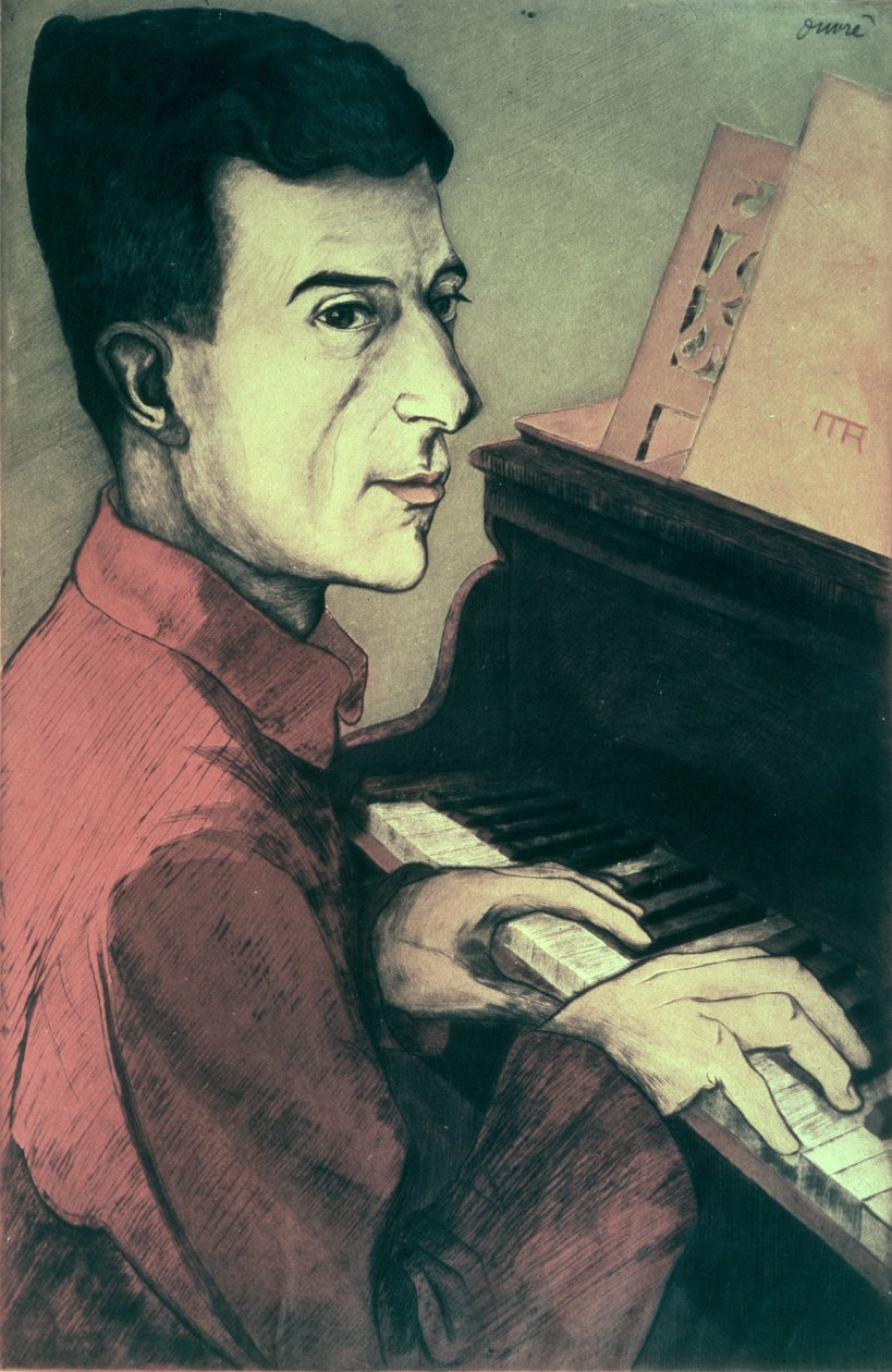 Portrait de Maurice Ravel jouant du piano - Achille Ouvré