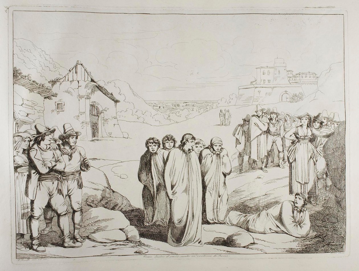 Course en sac dans la banlieue de Rome - Achille Pinelli