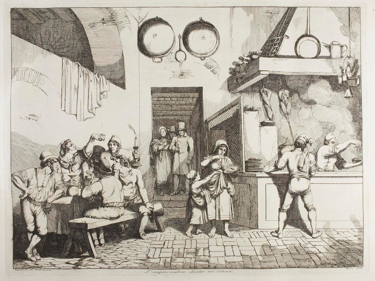 L’improvisateur dans une osteria - Achille Pinelli