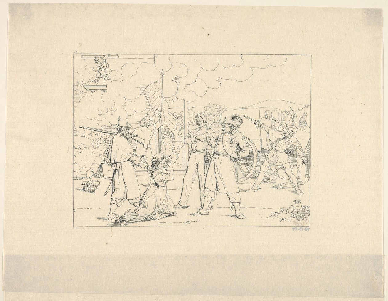 Hommes vaillants qui se battent avec Siegel des gravures de guerre confédérées, 1861-63 - Adalbert John Volck
