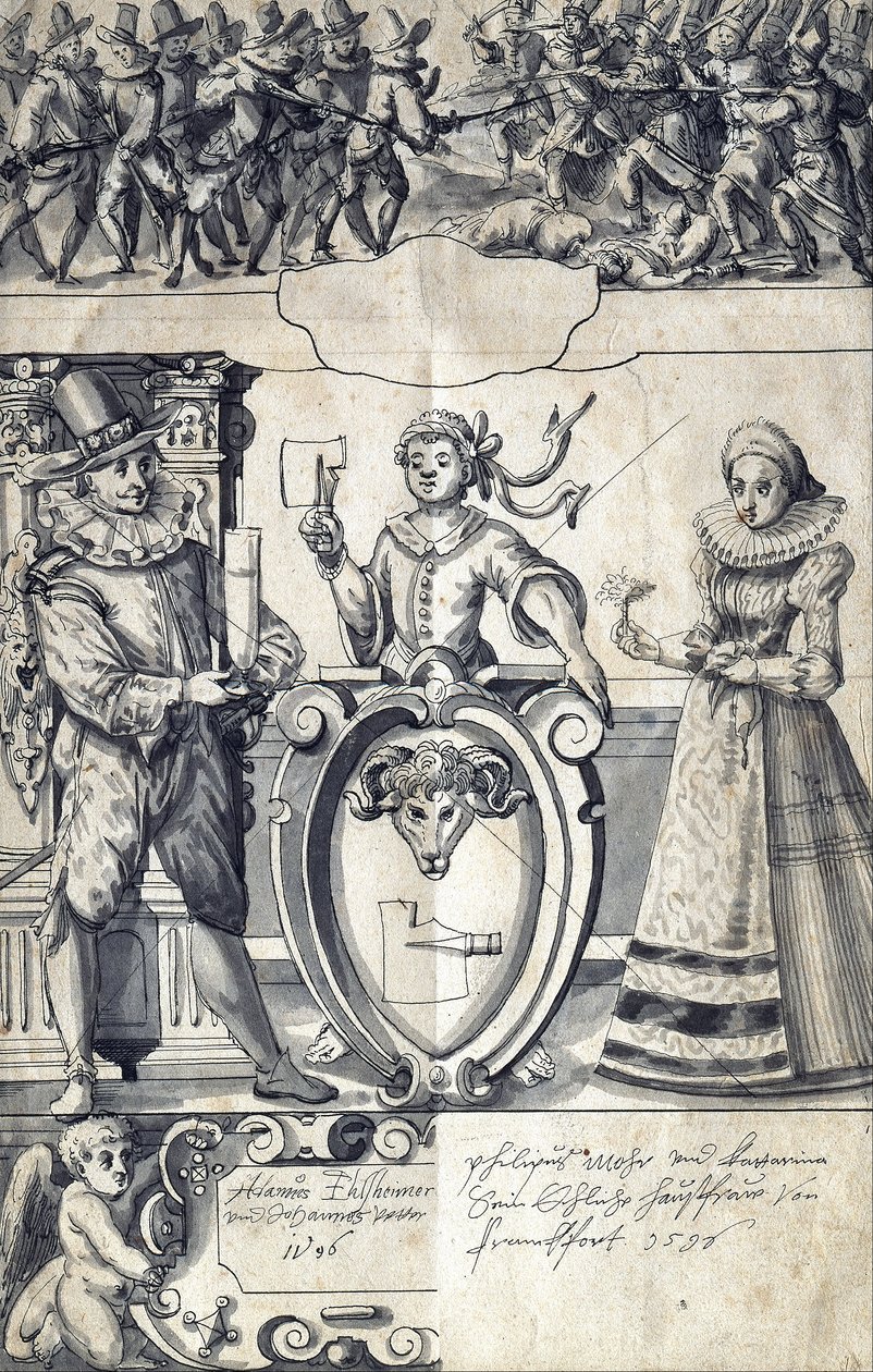 Cartoon pour le boucher de Francfort Philipp Mohr et sa femme Catherine - Adam Elsheimer