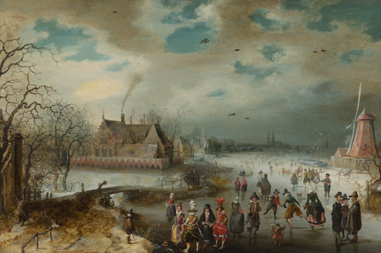 Patinage sur la rivière Amstel gelée - Adam van Breen