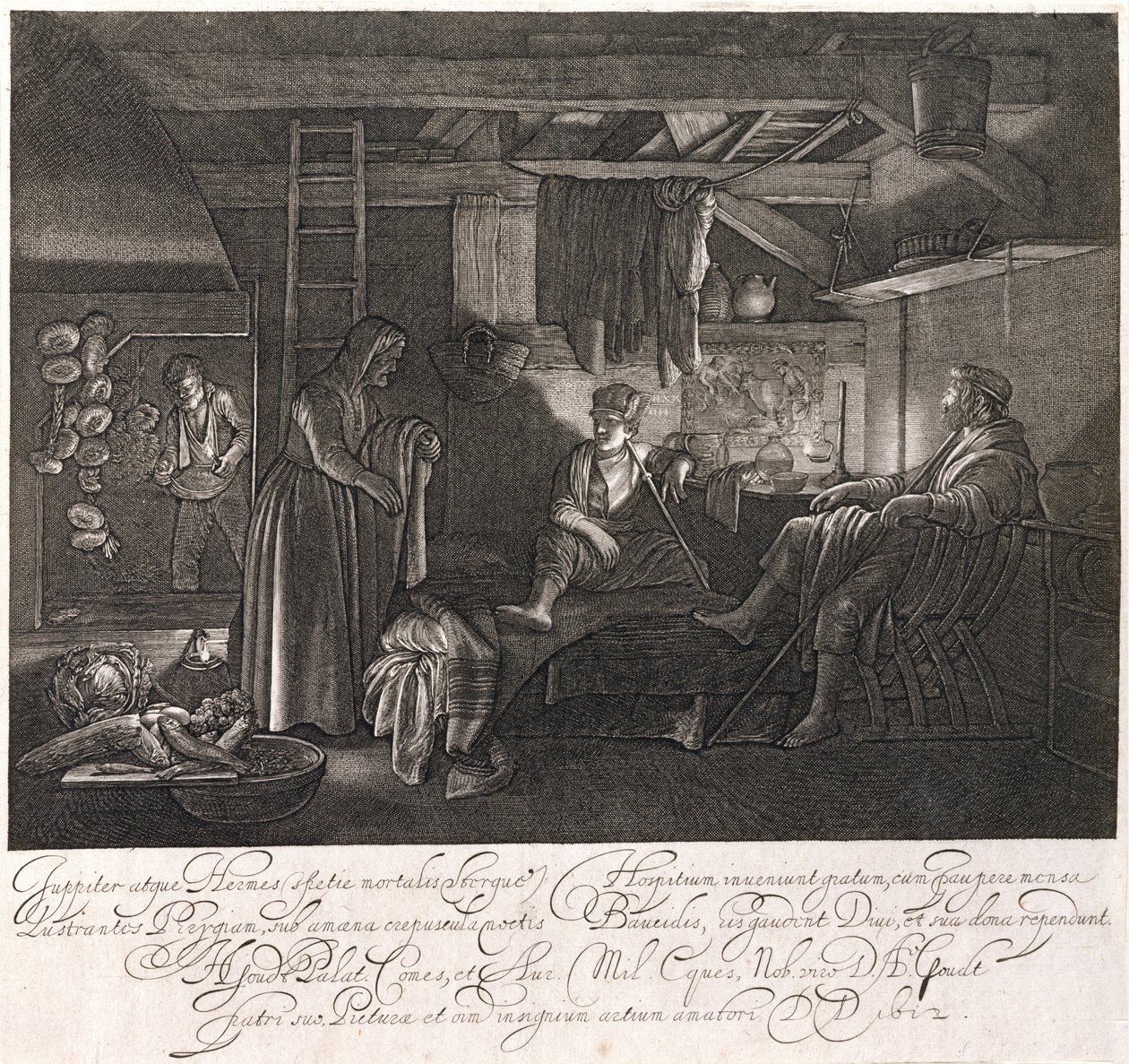 La maison de Philémon et Baucis, gravée par le comte Hendrik Goudt (1585-1630) - Adam Elsheimer