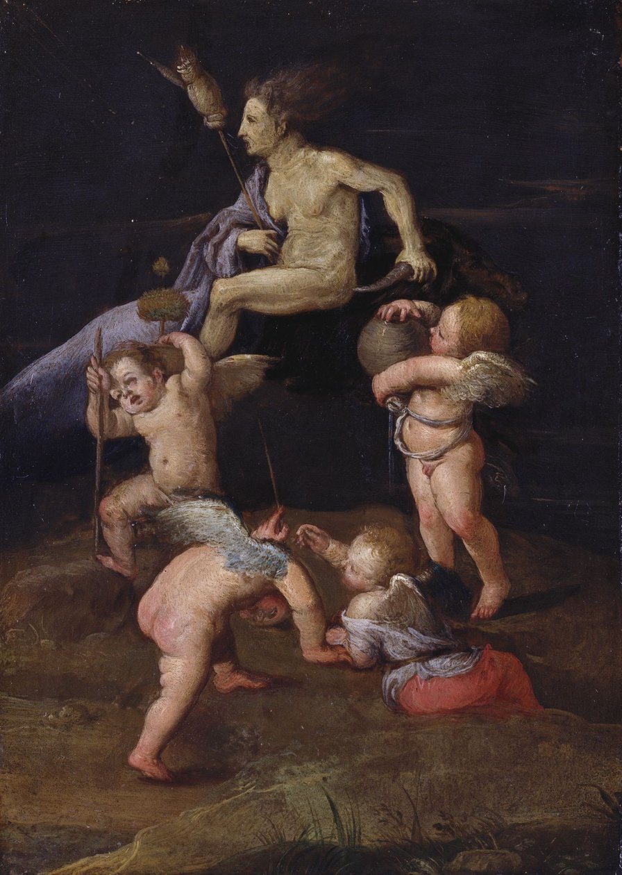 Sorcière chevauchant une chèvre à l