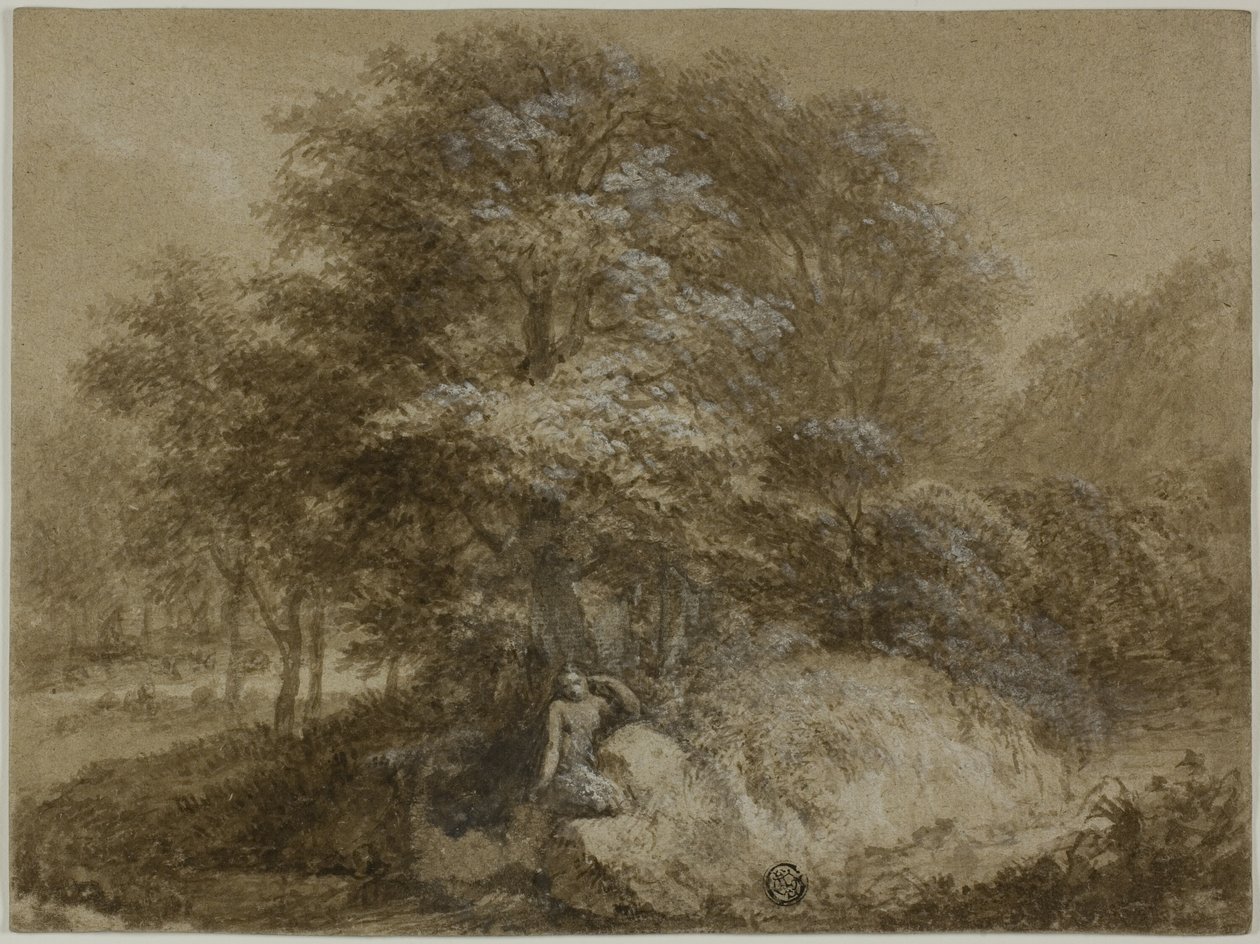 Bosquet ombragé avec nymphe assise sous un arbre - Adam Friedrich Oeser