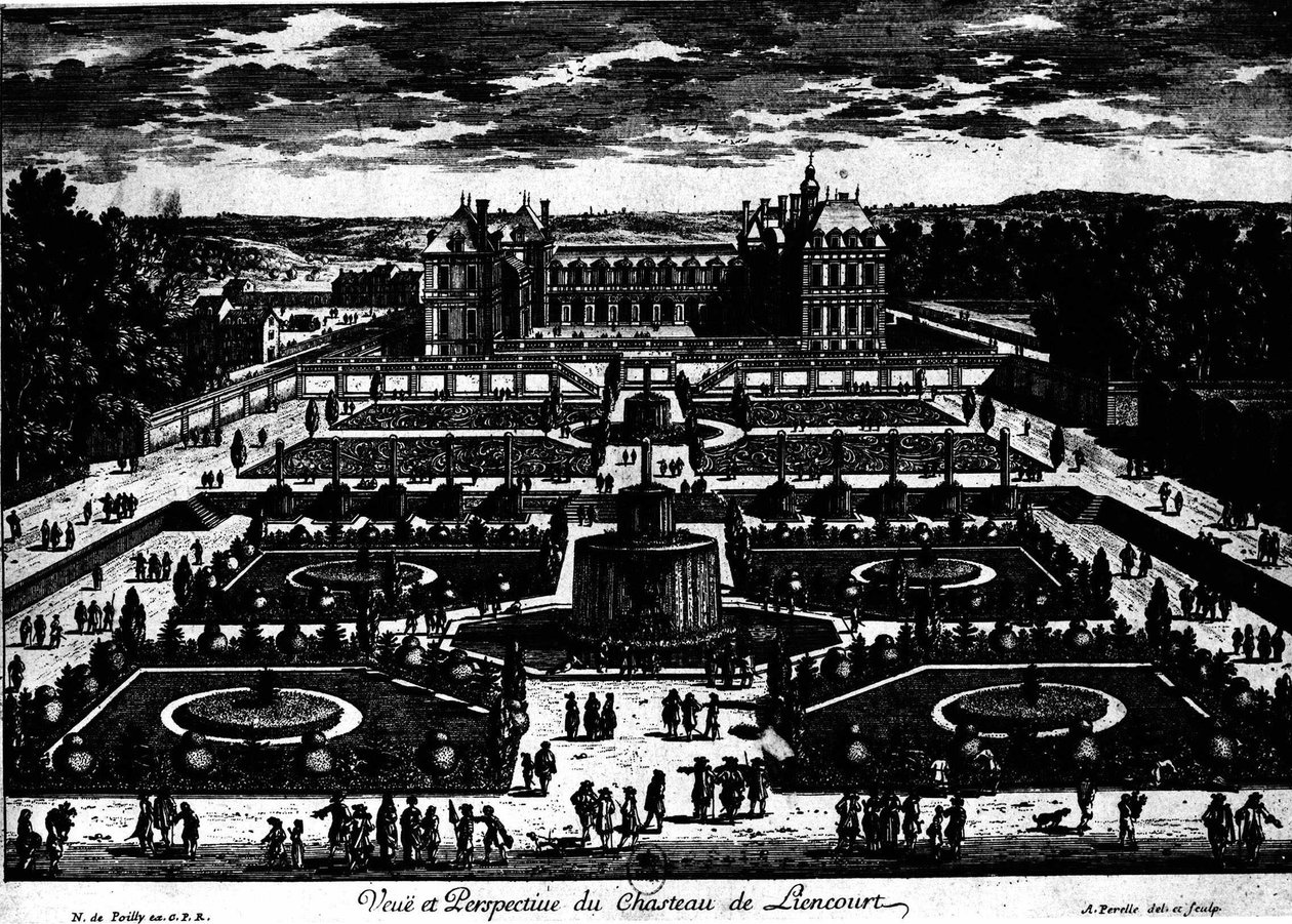 Château de la Rochefoucauld à Liancourt ; dessin de Perelle. - Adam Perelle