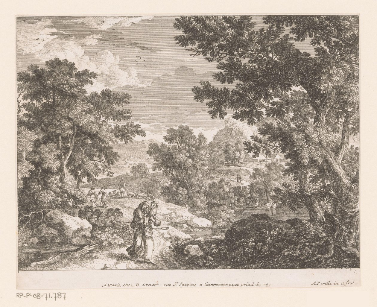 Paysage avec le Christ portant un agneau sur ses épaules - Adam Perelle