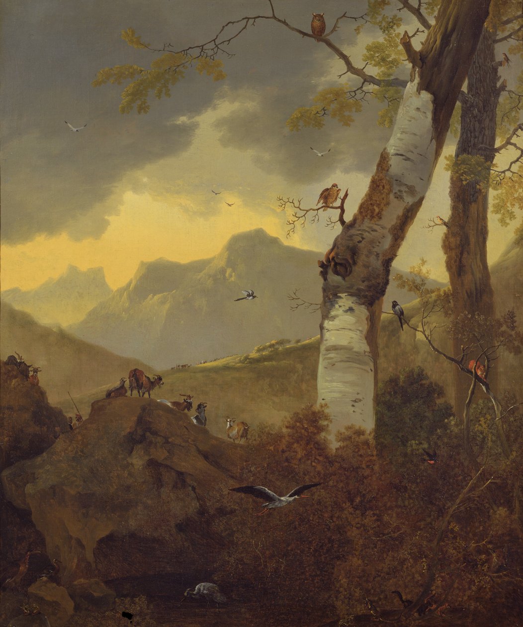 Paysage Montagneux avec Chèvres et Oiseaux, vers 1657 - Adam Pynacker
