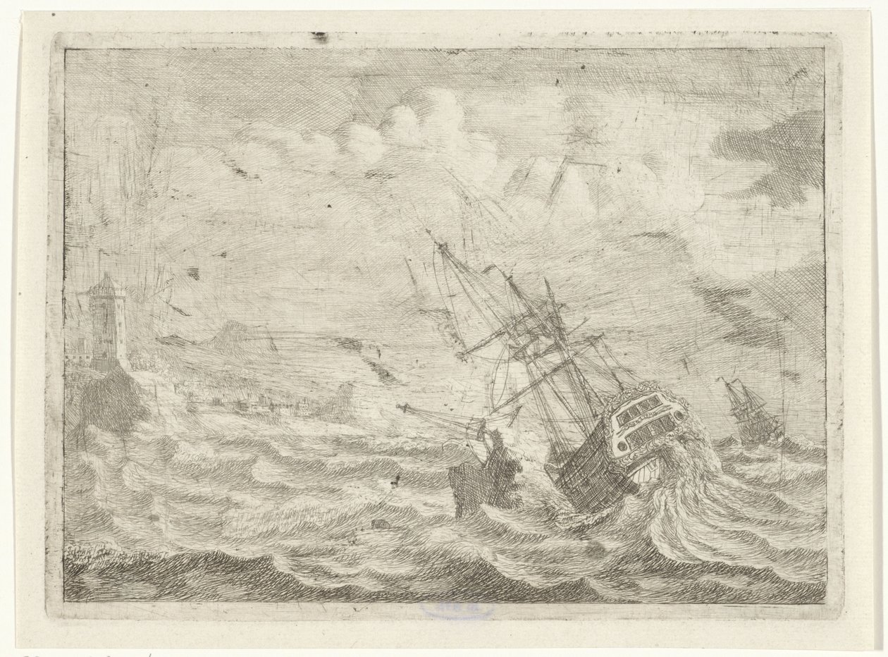 Vue de mer avec navire en détresse - Adam Silo