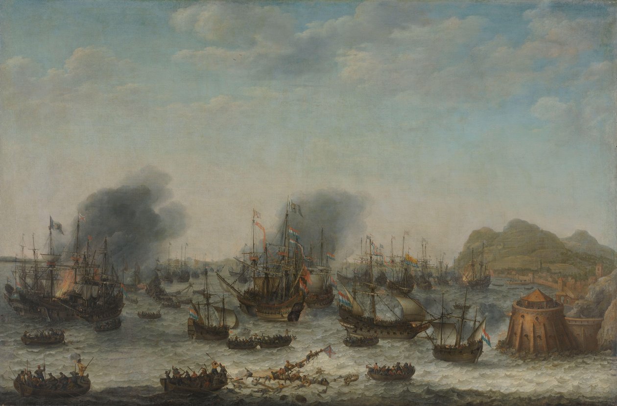 La défaite des Espagnols à Gibraltar par une flotte hollandaise sous le commandement de l