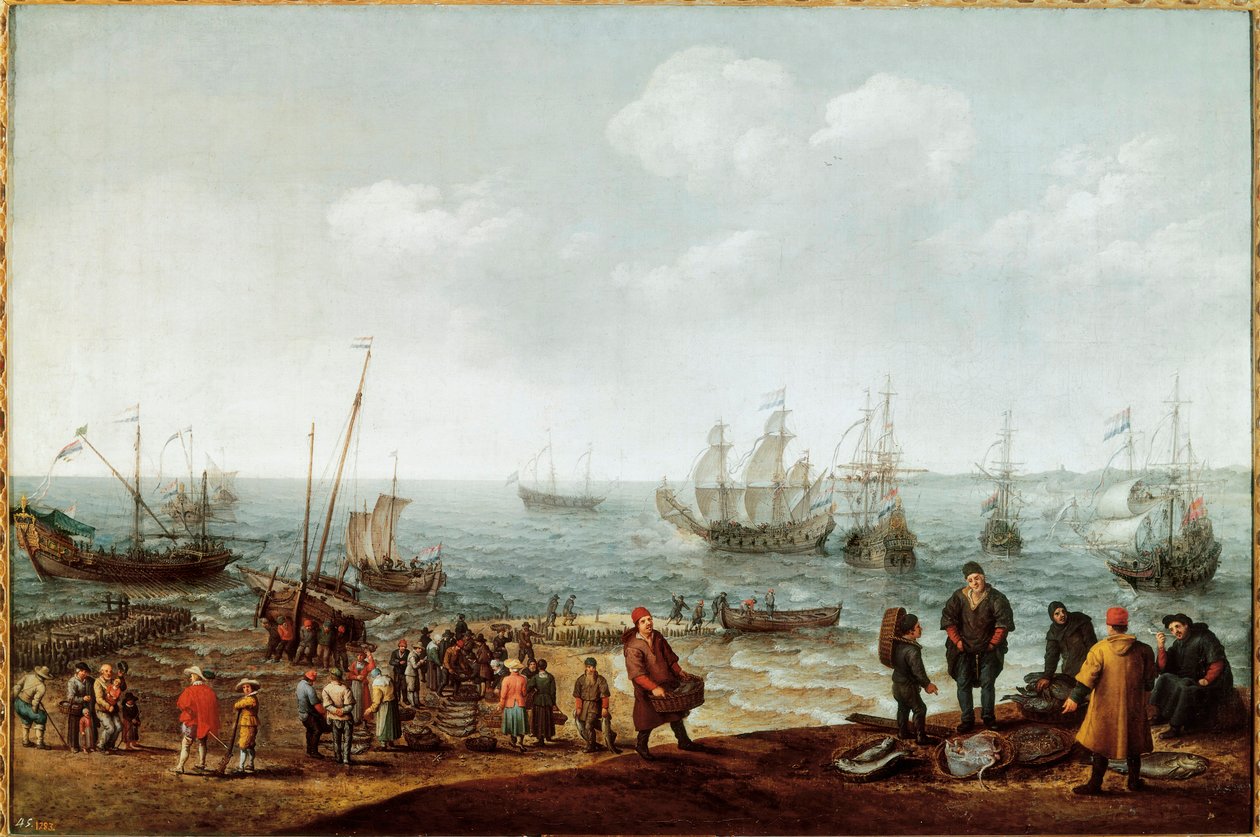 Plage avec pêcheurs - Adam Willaerts