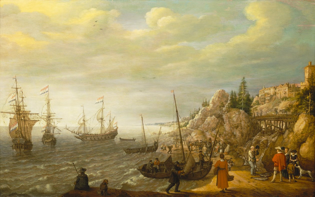Navires néerlandais au mouillage près d